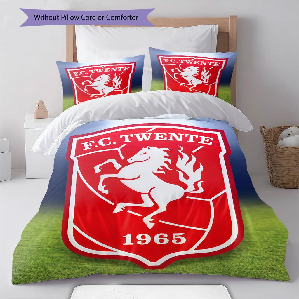 FC. Twente Zestaw pościeli Kołdra Poszewka na kołdrę Poszewka na poduszkę Dekoracja domu Prezent urodzinowy (1 * poszwa na kołdrę + 2 * poszewki na poduszki, bez rdzenia)