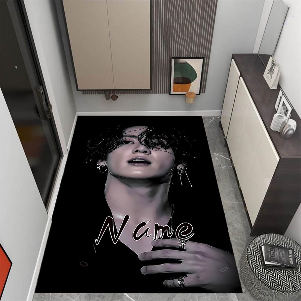 Bold Unique Style Customizable Name Carpet Design for Entryway Kitchen Foyer Decorate room Anti-slip Rug Anime Office Decor Best for Christmas