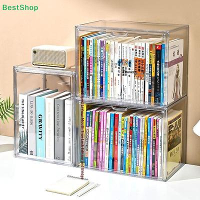 Transparent Acrylic Desktop Display Cabinet - Dustproof Large Capacity Bookshelf, CD Album Book Magazine Sorting Storage Box