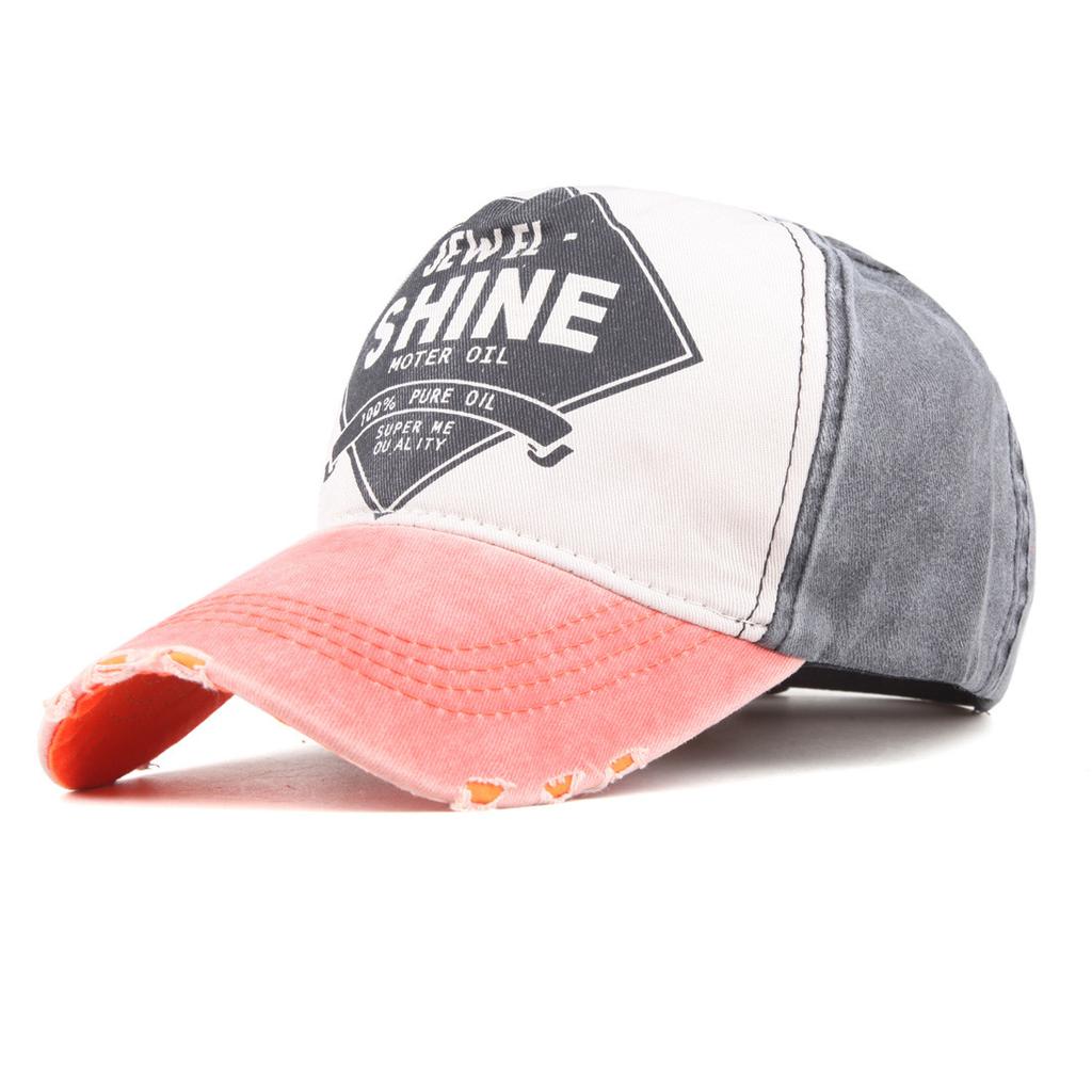 Vintage Distressed Baseball Cap "Jewel Shine" Print Washed Cotton Dad Hat