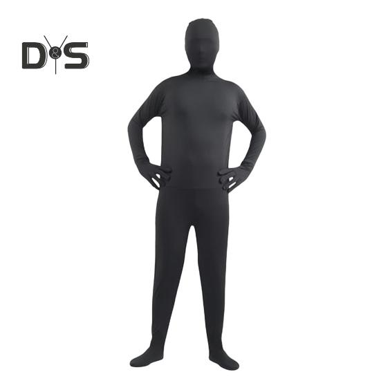 

Комбинезон унисекс на Хэллоуин, облегающий, дышащий, с длинными рукавами, с капюшоном, эластичный, однотонный, невидимый комбинезон на молнии сзади, реквизит для вечеринки L