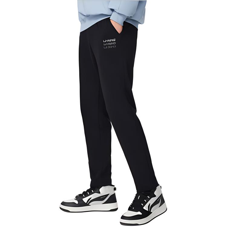 Li-Ning Fashion Series Solid Color Print Letter Straight Sweatpants Men Bottoms Black AKLSG47-3