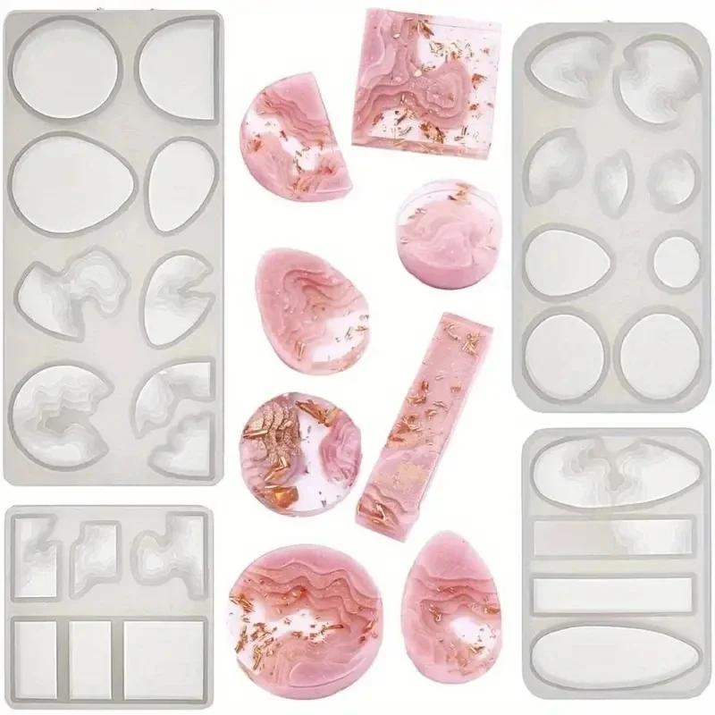 4Pcs Creative DIY lsland Resin Necklace Gem Pendant Drop Glue Mold Ocean Theme Style Silicone Mold DlY Jewelry Pendant Necklace