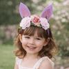 Floral Decoration Rabbit Ears Headbands Non-slip Cosplay Headbands Bunny Ears Hair Hoop  Children