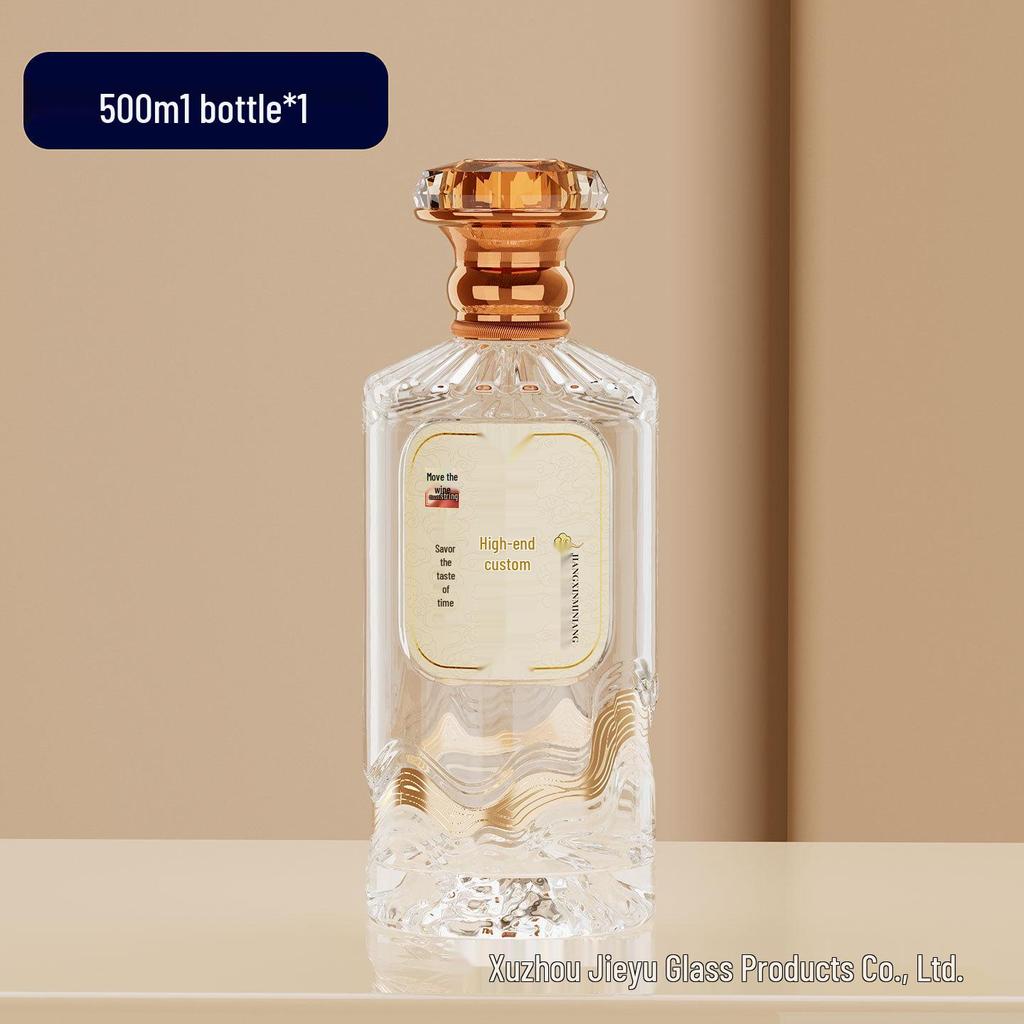 Thickened Glass Baijiu Bottle Set, 500ml Wedding Collection Series
