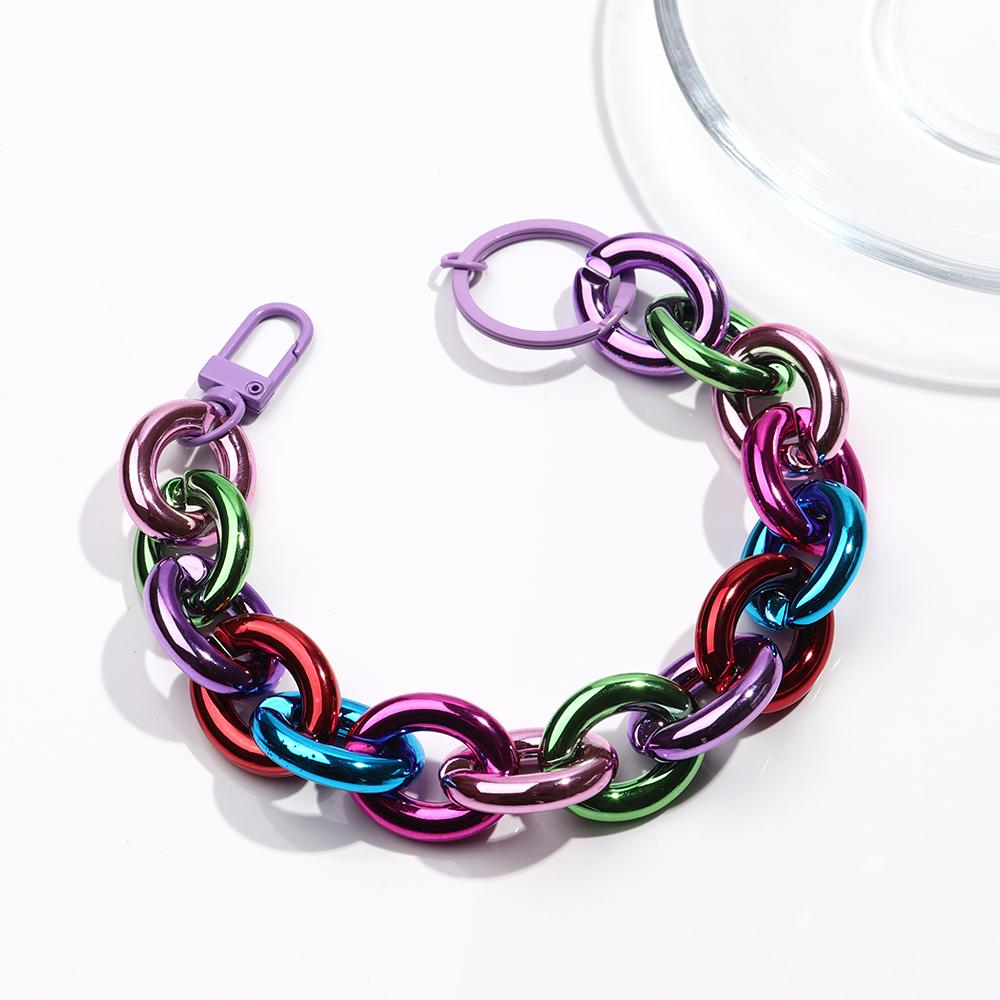 Colorful Acrylic Plastic Link Chain Keychain Creative Handmade Anti-lost Phone Key Ring For Women Girls DIY Jewelry Gifts