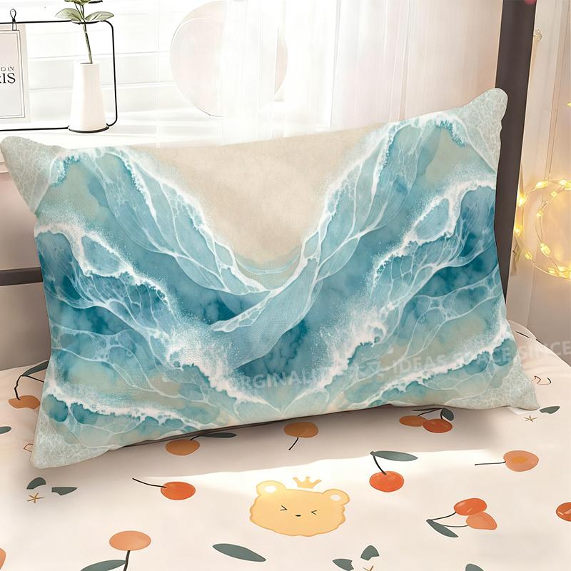 Blue Ocean Wave Pattern Pillowcase Suitable For Sofa Bedroom Car Pillow Cover Cushion Rectangular Back Cushion