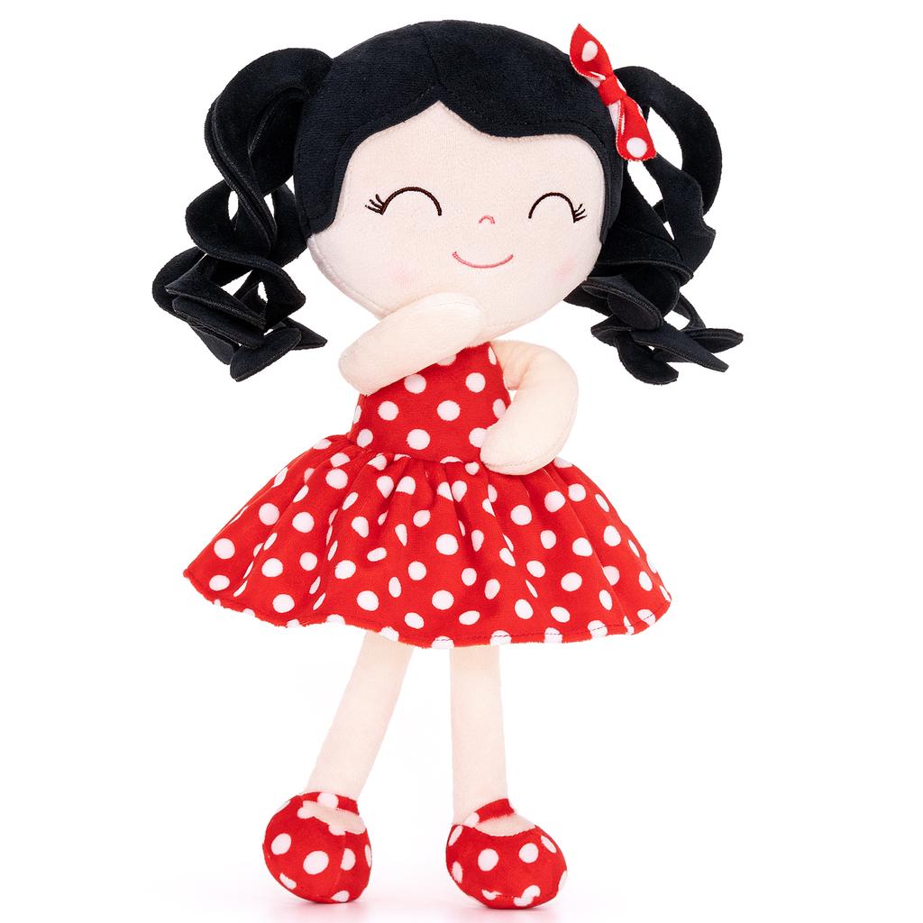 Baby Dolls PlushToy Curly Hair Doll New Design Polka Dots Toys 30cm Red