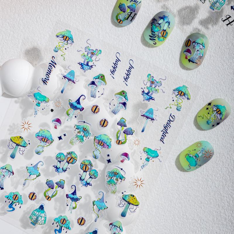 Cyansea 3D Милые Мультяшные Грибы Наклейки для Ногтей – Цветные и Декоративные Colorful Mushroom