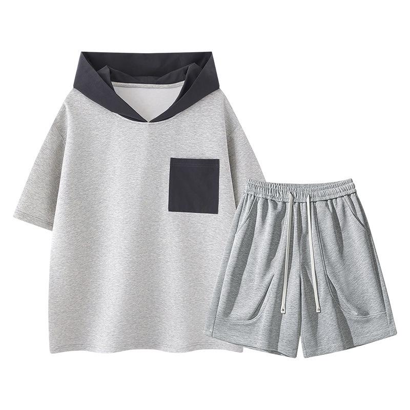 Men's Ice Silk Summer Sportswear Set: Trendy Loose Fit Short Sleeve T-shirt & Shorts Duo