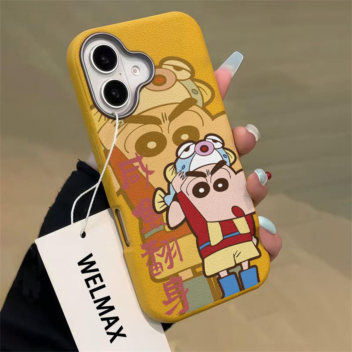 

New Orange Cartoon Leather Texture Mobile Phone Protective Case Phone Case for 13141516pm for Apple Phone Case For iPhone 16PROMAX