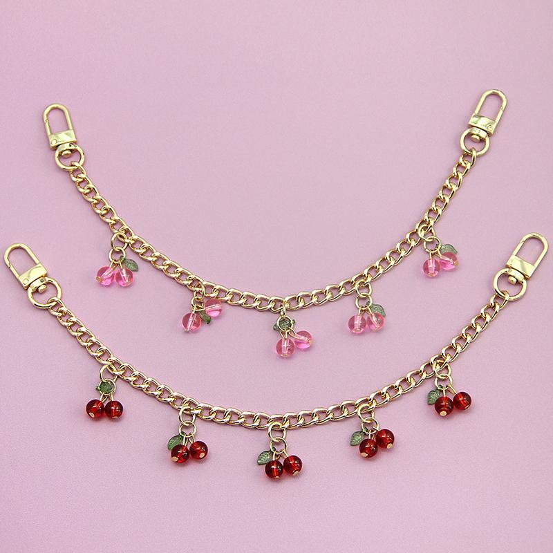 Temperament Glass Stone Red Cherry Chain Jewelry Bag Hanging Jewelry Bag Charm Bag Accessories