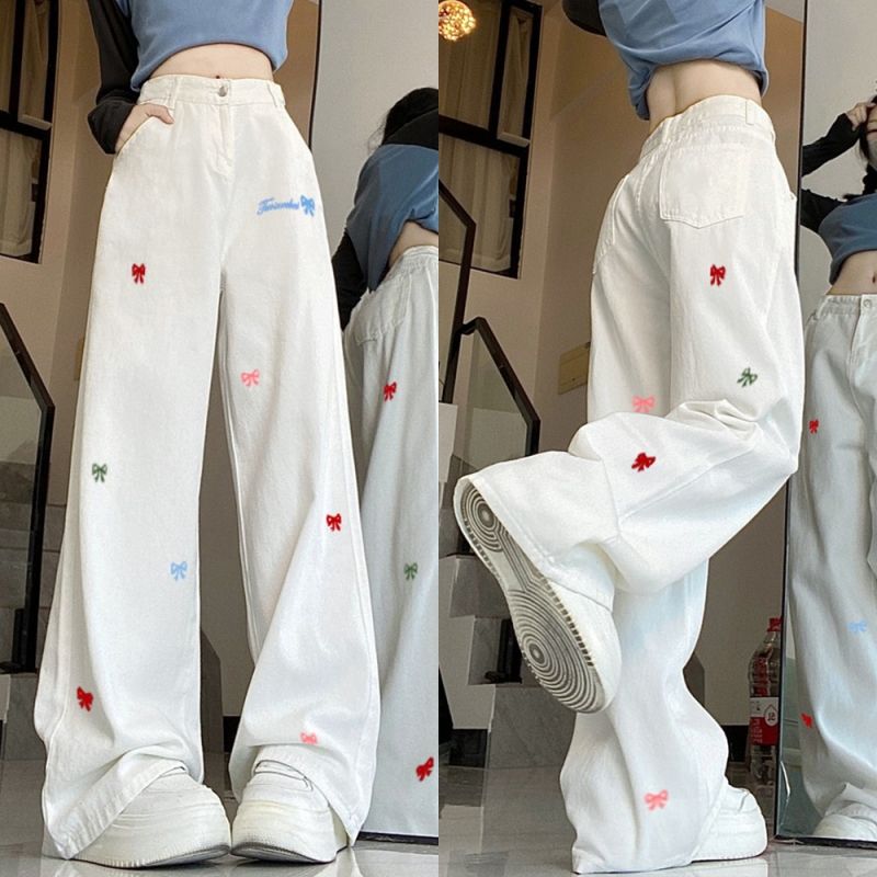 

Женские джинсы в американском стиле — свободные, прямые, широкие, повседневные брюки с высокой талией и утягивающим эффектом 2XL