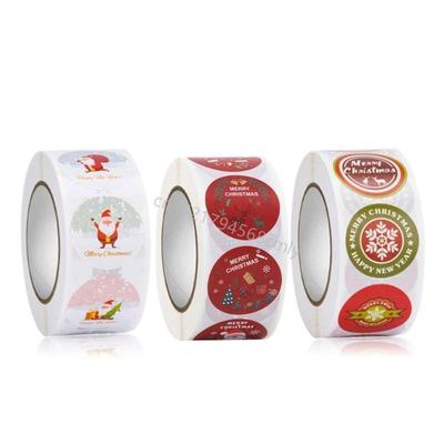 500pcs/roll Merry Christmas Stickers 8 Designs Round Holiday Label Sticker DIY Gift Box Baking Cards Envelope Stationery 6XDE