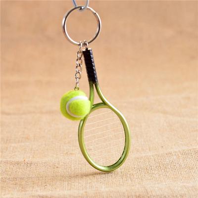 Mode métal créatif 3D raquettes de Tennis balle porte-clés porte-clés cadeau porte-clés