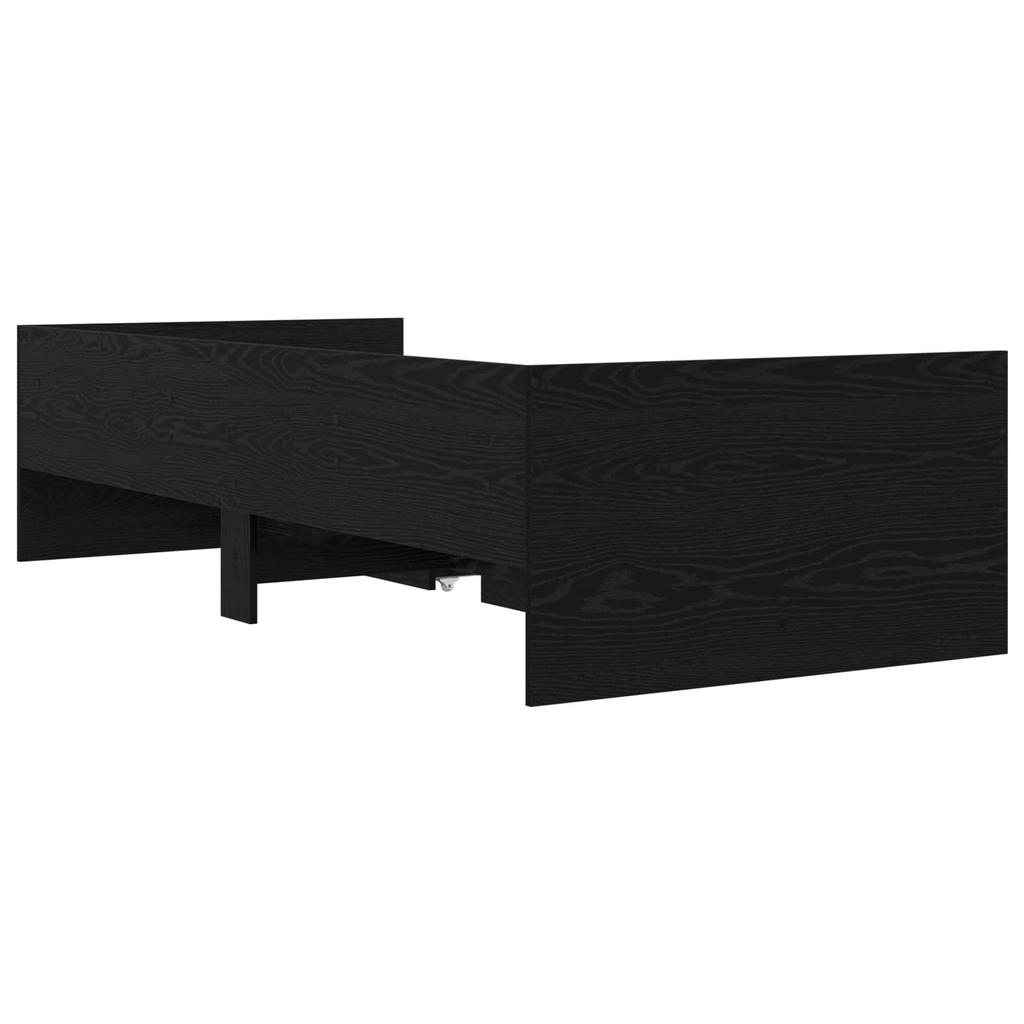 Bed Frame with Drawers Black Oak Solid Pine Wood