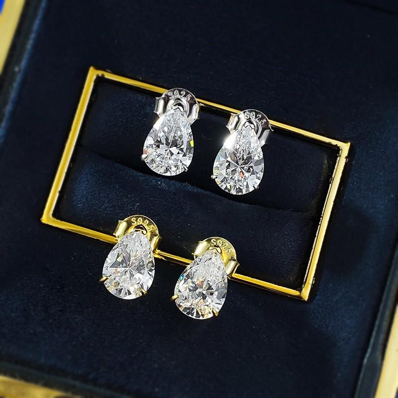 E593 2ct Teardrop Stud Earrings Sterling Daily Wear Fashion Jewelry Women