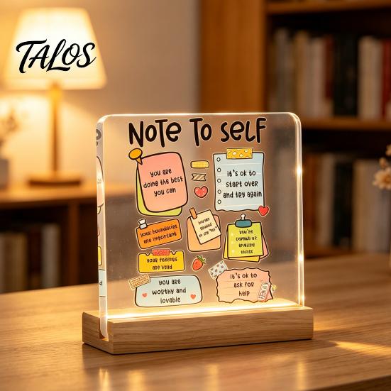 Wooden Base Table Ornament Motivational Mental Health Desktop Decoration, Acrylic Sign with Stand, Inspirational Desk Office Decor, for Therapy