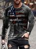 Vintage Distressed Flag Print Long Sleeve T-Shirt For Men