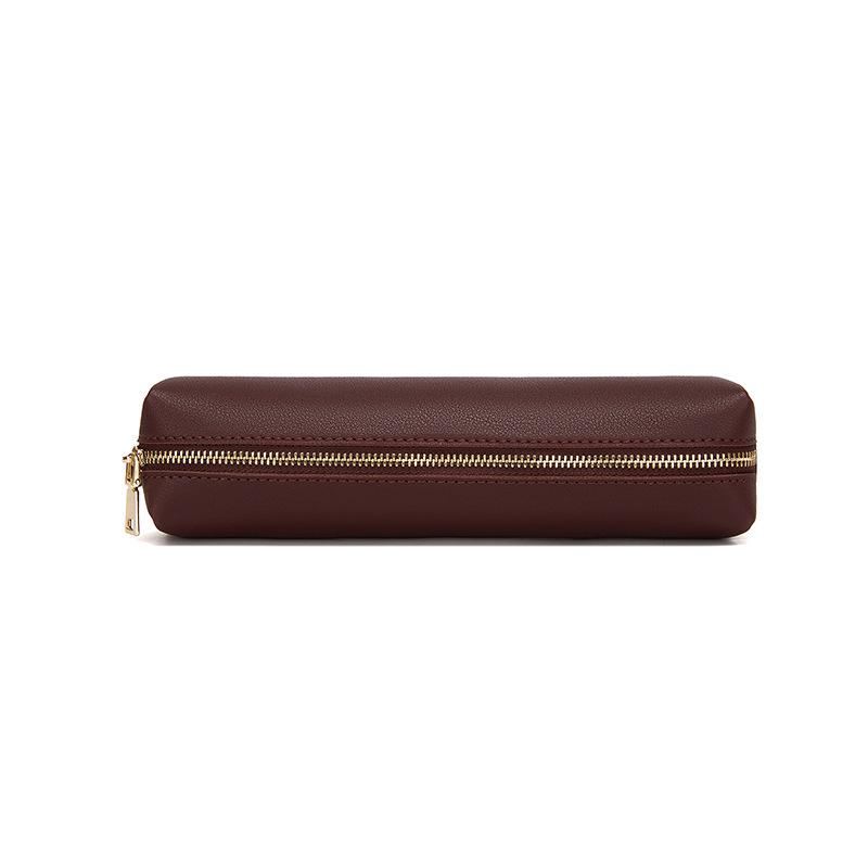 Korean Style Retro Unisex PU Leather Pencil Case for Students