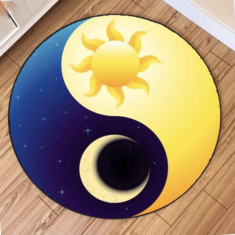 

Tai Chi Diagram Round Area Rug Non-Slip Wear-resistant Circle Carpet for Living Room Bedroom Soft Floor Mat Home Decor Beautiful 40x40cm