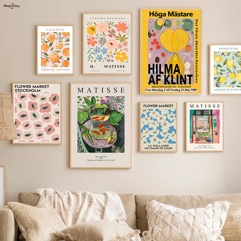 Винтажное искусство Матисса, абстрактный цветочный рынок, Валенсия, оранжевый постер, декоративные принты, настенная живопись, холст, скандинавский домашний декор для комнаты