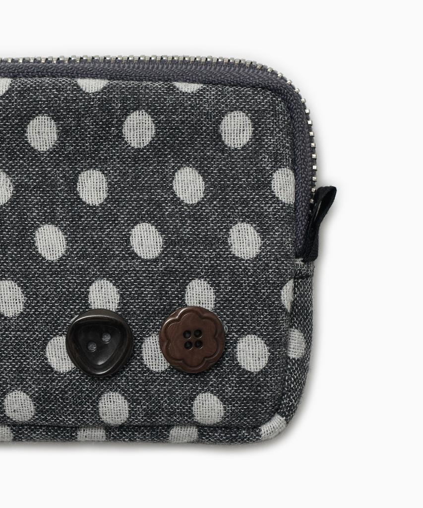 Oheshio Button Point Coin Wallet, Charcoal Dot
