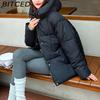 BITCED Plus Size Thickened Cotton Coat Women's Fall/Winter A-Line Loose Fit Puffer Jacket Warm Cotton-Lined Hooded Outerwear