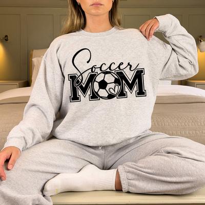 Soccer Mom Design Love Heart Sweatshirt Hoodie Soccer Season Sports Mom Pullovers Game Day Soccer Mom Life CrewNeck Sweatshirt