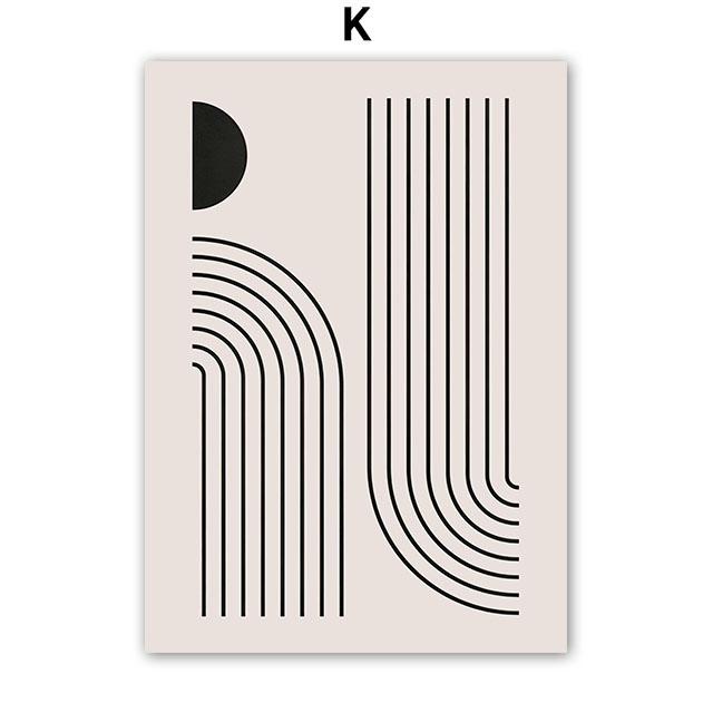 Vase Leaf Moon Line Geometry Wall Art Canvas Painting Abstract Posters And Prints Hotel Bar Wall Pictures For Living Room Decor