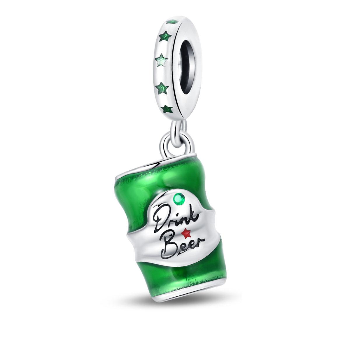 

Authentic Charm Bead Charms copper Green can beer Bead Charms Compatible With Charm Bead Charms Plata Bracelets for Women Women Jewellery Making Diy