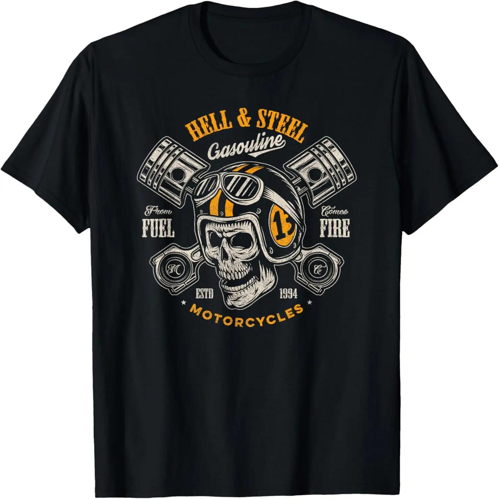 

Hell And Steel Biker Skull Motorcycle Men s T-Shirt XXXXXL чёрный