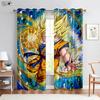 2 Pieces Anime Cartoon Printed Curtains Polyester Fiber Machine Washable Bedroom Study Kids Room Decorative Curtains