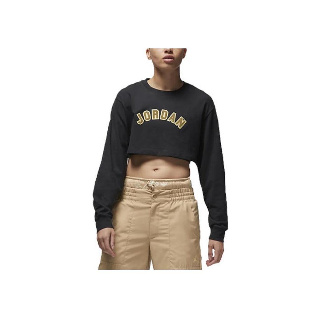 

Укороченный топ с длинными рукавами и логотипом Jordan Alphabet, женские топы черного цвета FD0107-010 L