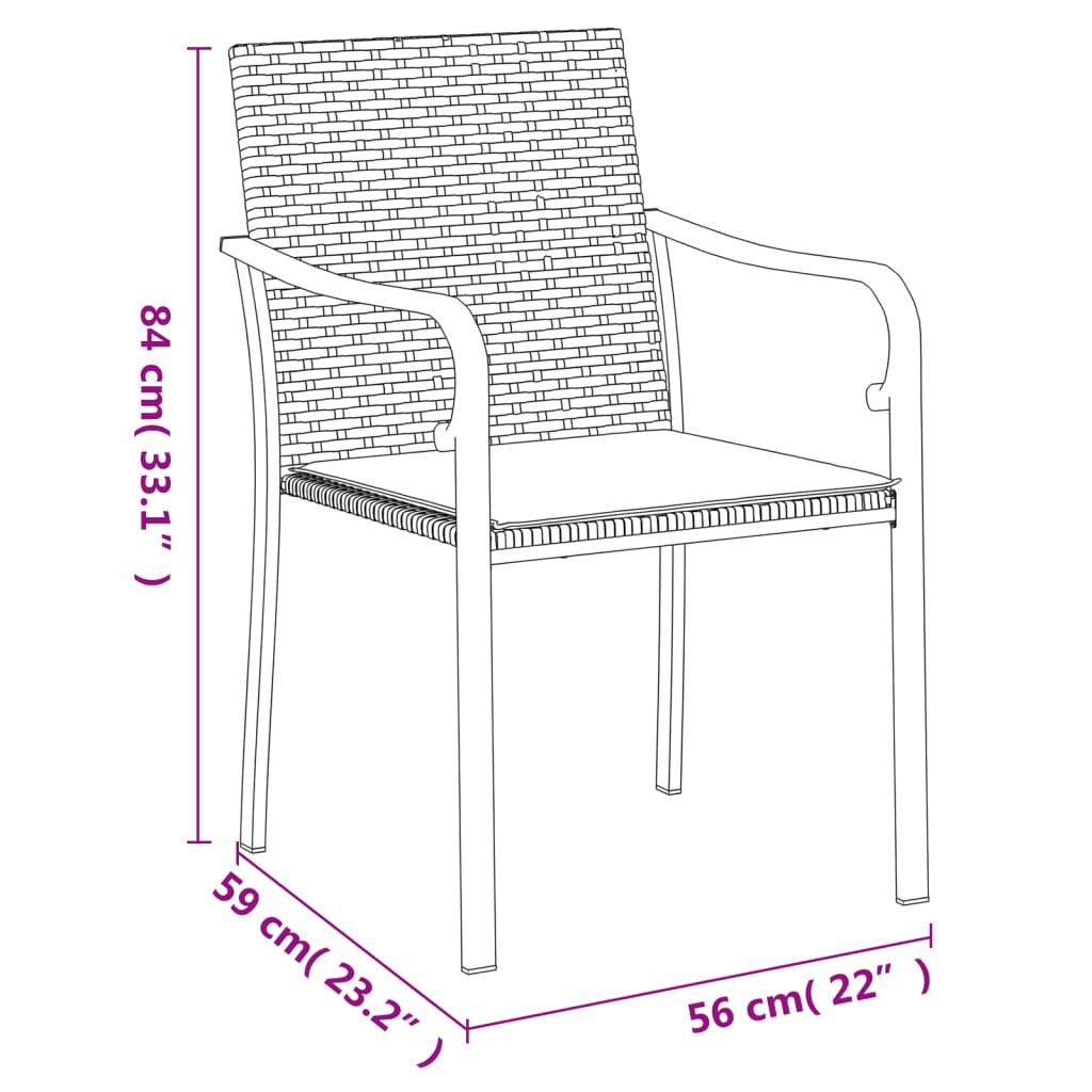 5 Piece Outdoor Dining Set with Cushions Poly Rattan and Steel