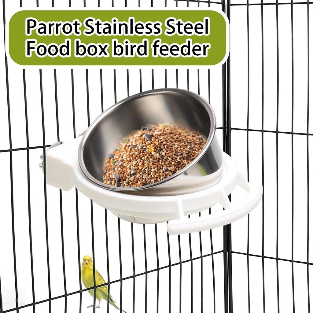 Parrot Stainless Steel Food Box Bird Feeder