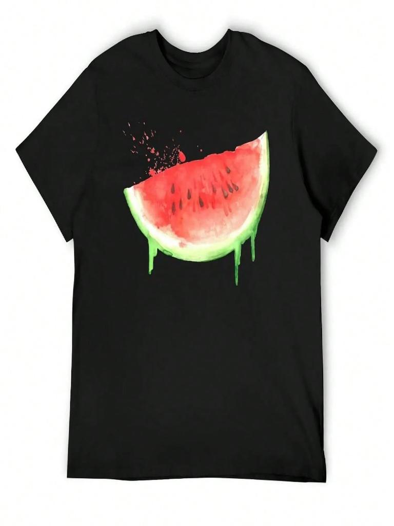 Watercolor Watermelon T-Shirt Basketball Graphic Tees T-Shirts Oversize Street Wear Topping Unisex Workout Shirts