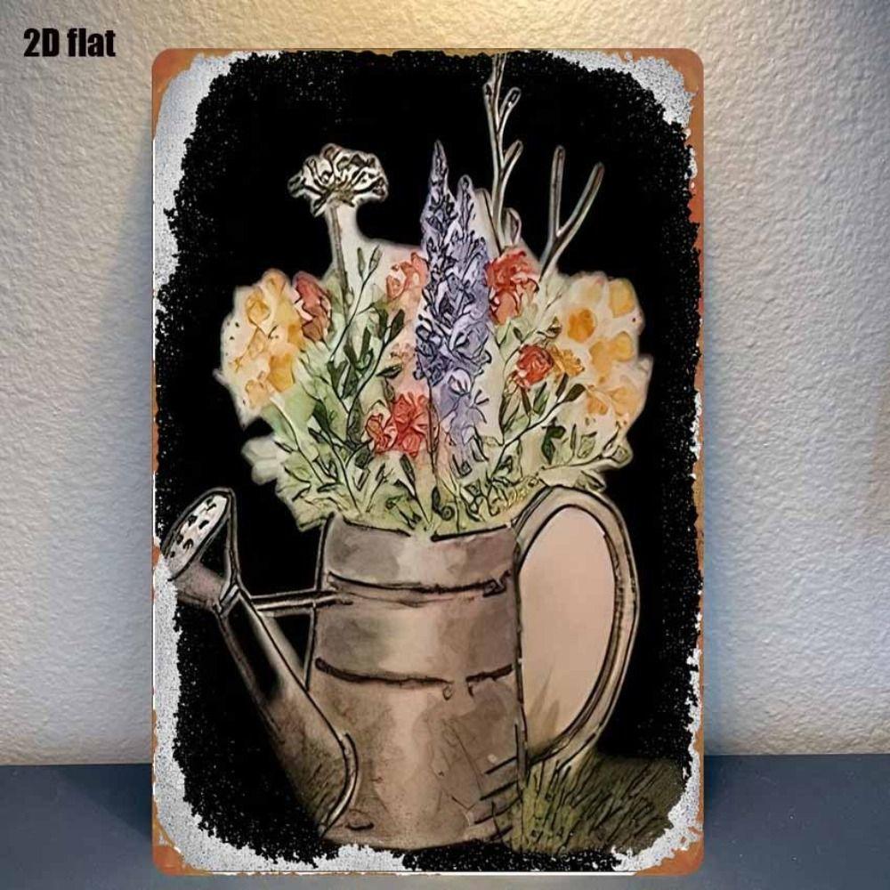 Vintage Metal Flower Wall Art Poster, 20x30cm Decorative Home Garden Sign