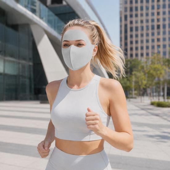 Soft Ice Silk Face Guard, Full Face Wrapping Face Protector, Breathable Holes Face Shield with Elastic Ear Loop for Outdoor Cycling Hiking Fishing
