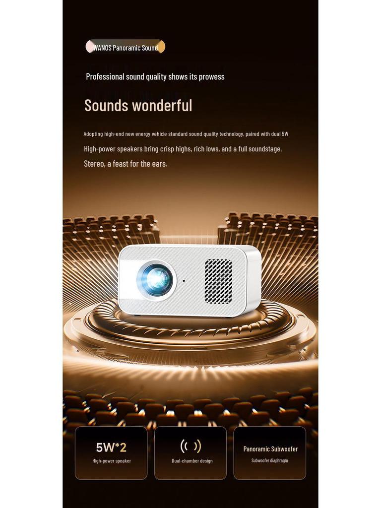 2025 High-Definition Home Theater Projector: Mobile Cast, 5G Ready for Bedrooms
