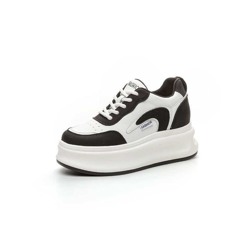 Inner height increase little white shoes women's 2025 autumn new 8CM muffin thick-soled small casual board shoes leather single shoes