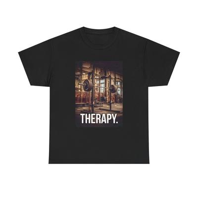 Gym Therapy T Shirt Weight Training Gym Gear Retro Iron Unisex Heavy Cotton Tee Unisex T-Shirt