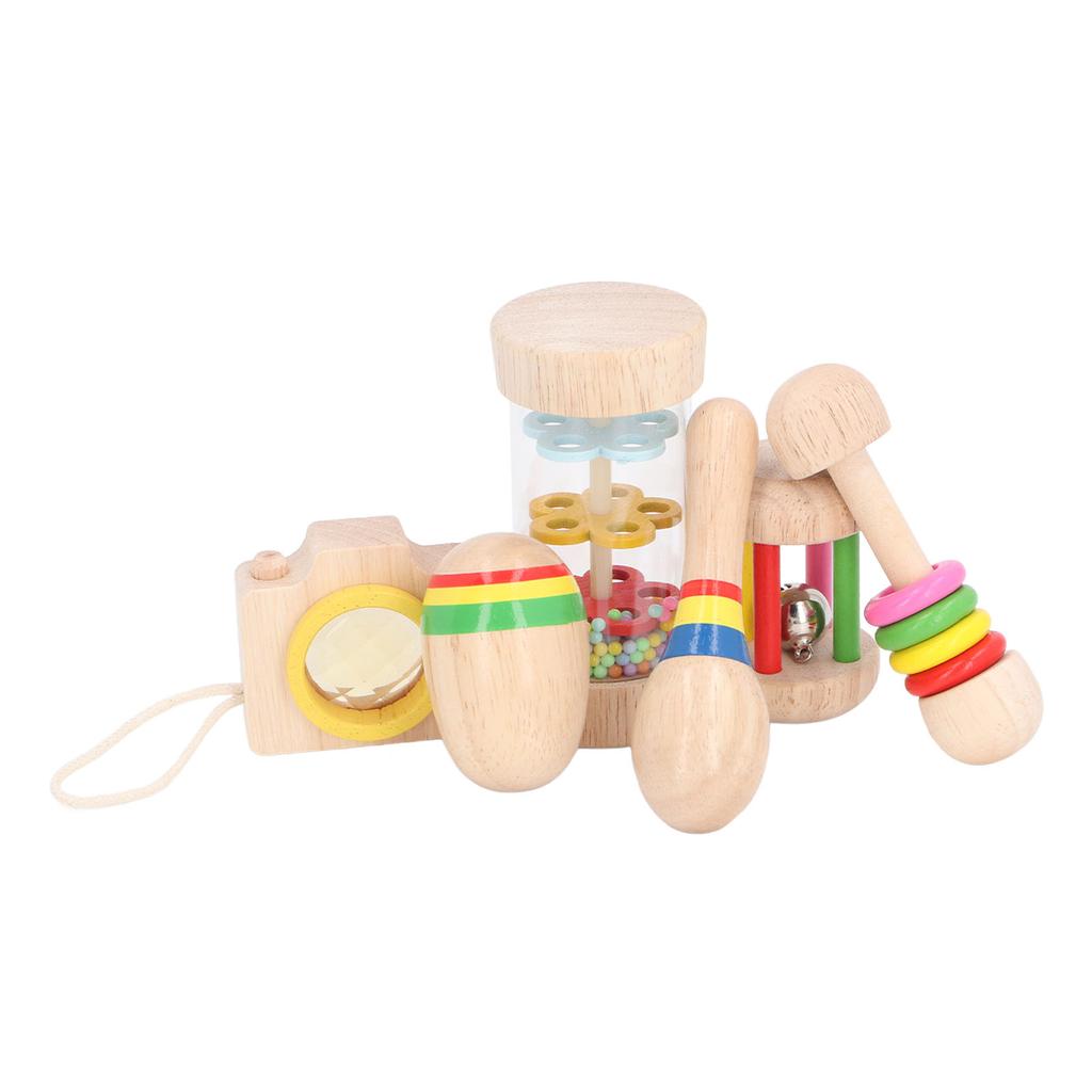 Kids Musical Instrument Toy Wooden Music Sand Hammer Rattle Bell Toys Set Kit for Home Travel