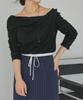 Titibait Long Sleeve AFXN2168 Medium Black Off-the-Shoulder T-Shirt Women's