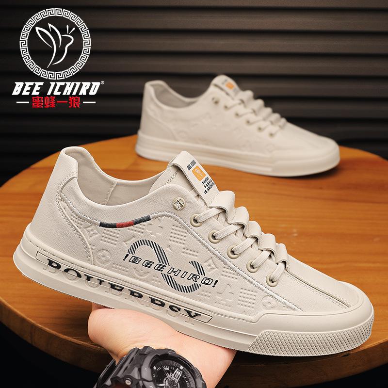 Men's Shoes Spring and Summer Casual Fashion Versatile Leather Four-season Board Shoes Lazy Little White Shoes