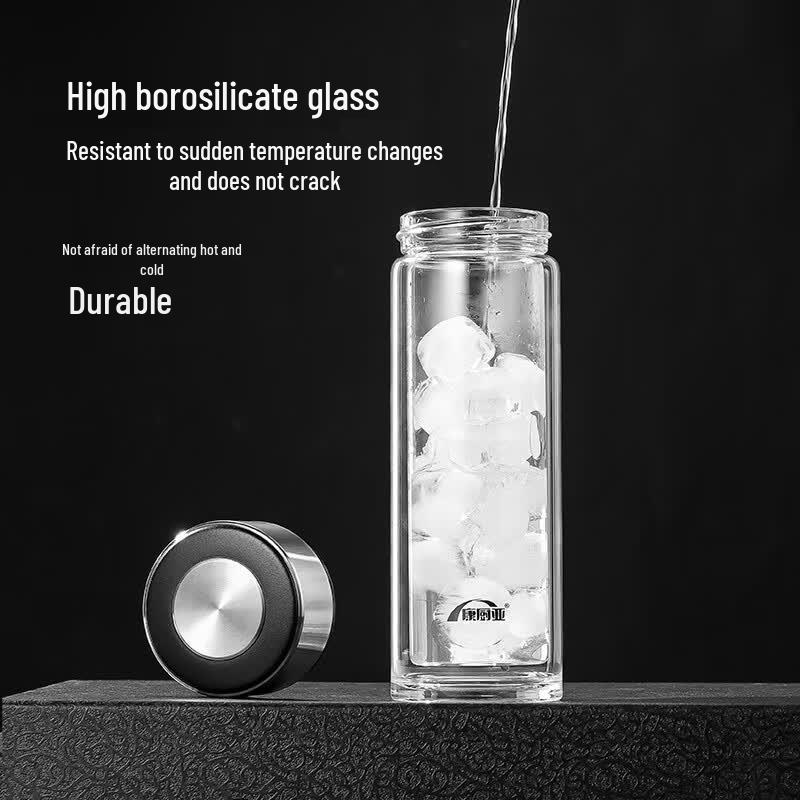 Double-Layer Business Tea Infuser Glass Bottle