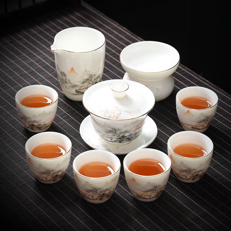 Chaxun 10-Piece Mutton-Fat Jade Porcelain Kung Fu Teaware Set
