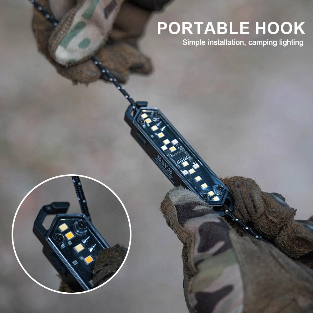 D2 Outdoor Portable Camping Light 7 Illuminated Tactical Wind Rope Lights Magnetic Backpacking Tent Light Hiking Camping Warning