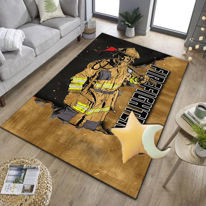 Firefighter In Action Office Rug Chair Mat, Entryway Carpet, Suitable for Front Door, Bedroom, Living Room, Desk, Holiday Gift