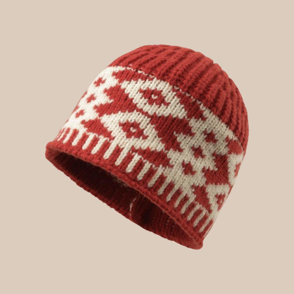 Retro Diamond Knitted Hat for Women Versatile Autumn and Winter Warm Ear Protection Cold Hat Knitted Wool Hat Bucket Fisherman Hat